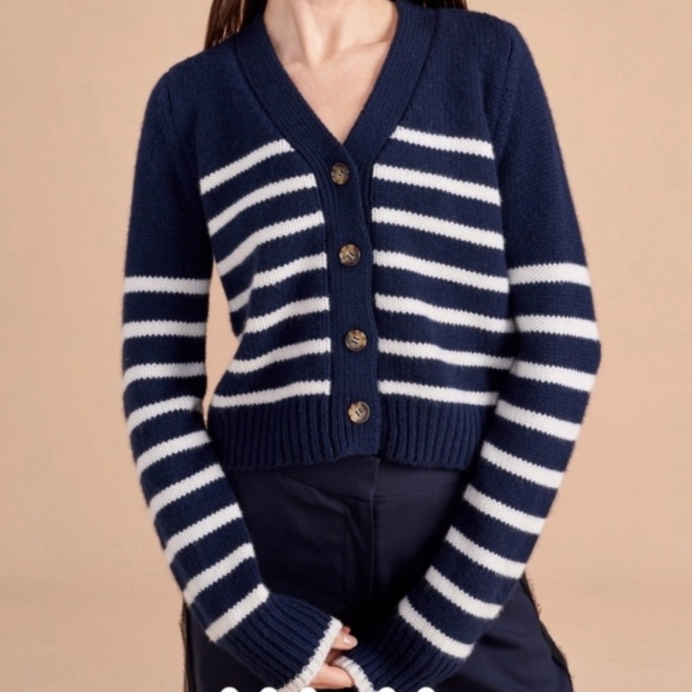 La Ligne Mini Marin Striped Cardigan Navy White
